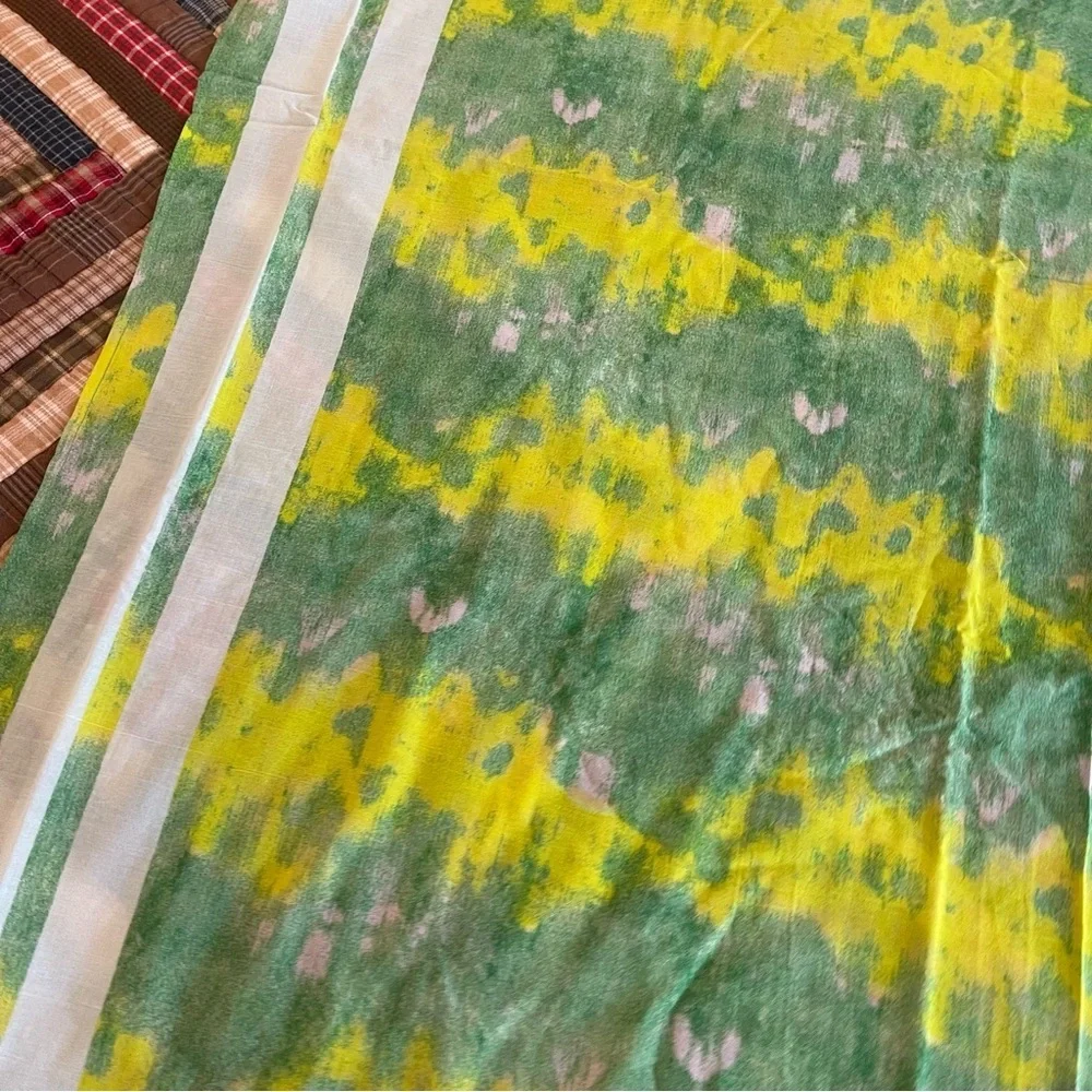 NWT Ganni Tie-dye Voile Scarf organic cotton green and yellow​